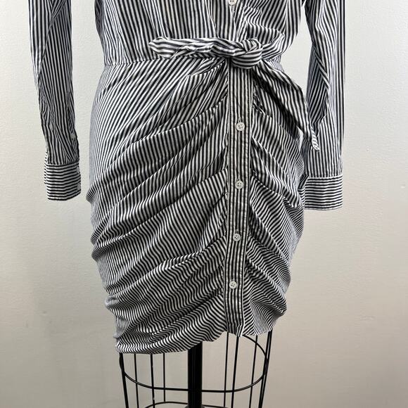 VERONICA BEARD BlueWhite Striped Button Down Sierra Shirtdress Size 8 - Picture 4 of 8